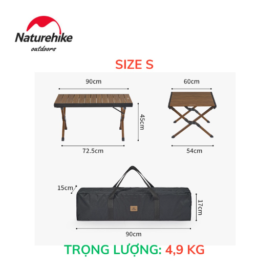 Bàn cuộn nhôm gấp gọn Glamping Naturehike CNH23JU16001