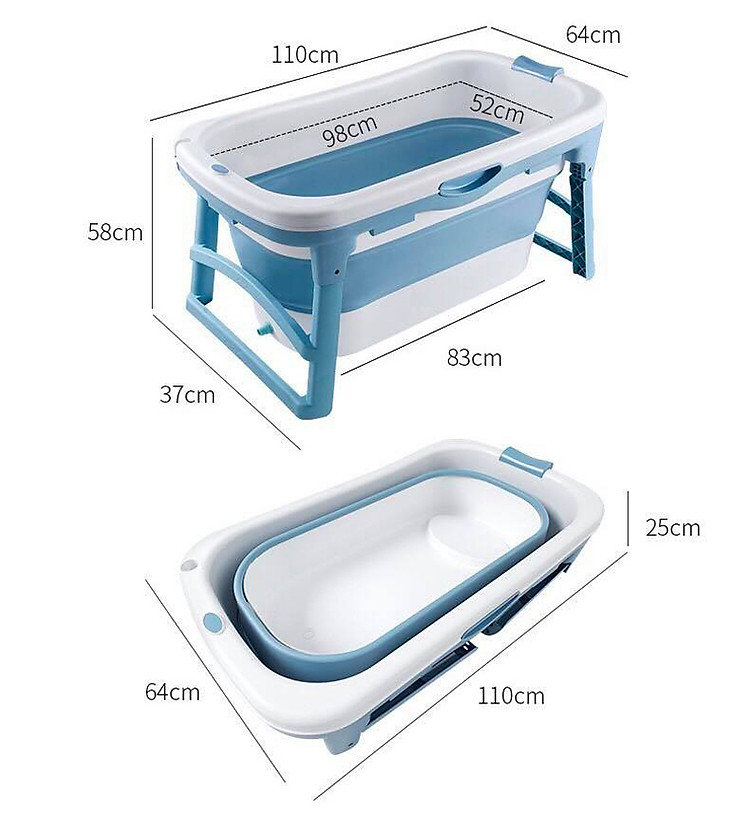 Chậu Tắm Gấp Gọn Cho Gia Đình Size Lớn - Bồn Tắm Silicon Cao cấp - tiết kiệm không gian cho phòng tắm