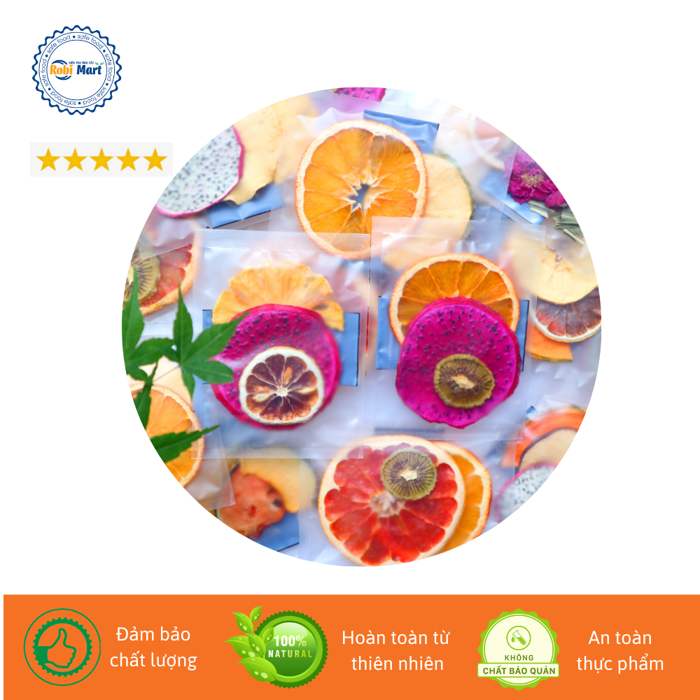 Set trà detox vip hoa quả sấy khô robimart 5 vị giảm cân, đẹp da, thanh lọc cơ thể - không bình, hộp, túi vải