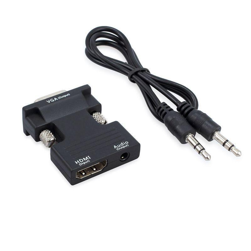Đầu chuyển đổi từ cổng HDMI sang cổng VGA có dây cáp âm thanh giắc cắm 3.5mm tiện dụng