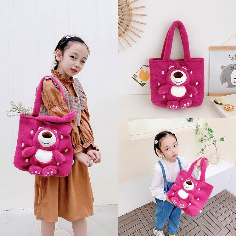 Túi Đeo Tote Gấu Dâu Lotso Bằng Vải Nhung