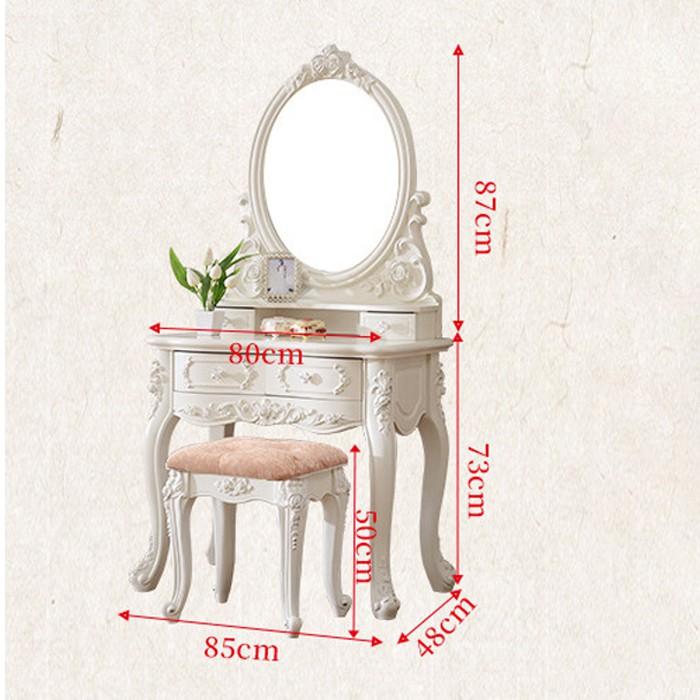 LUXURY Bàn trang điểm tân cổ điển 2 ngăn kéo, Bàn phấn tân cổ điển 86cm LUX-BAP16