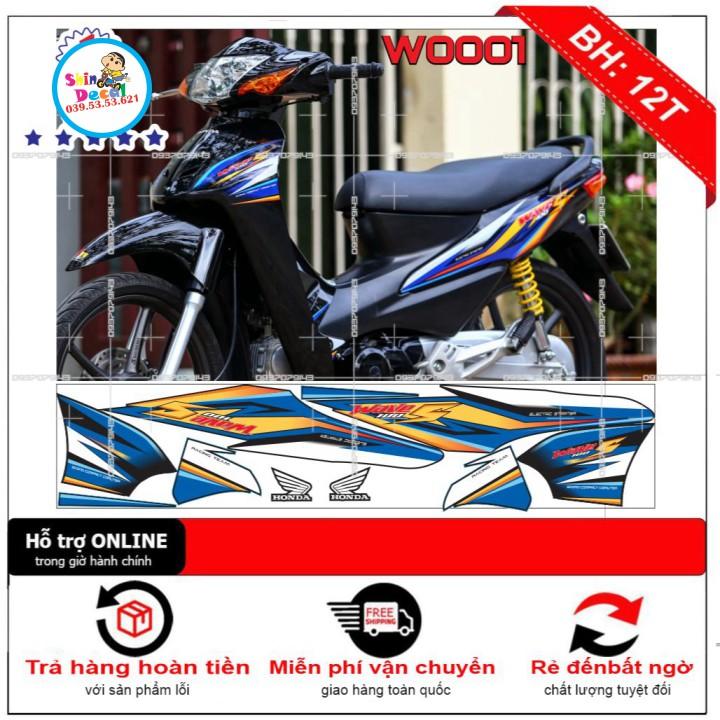 Tem rời wave RS100 dán xe đen W0001