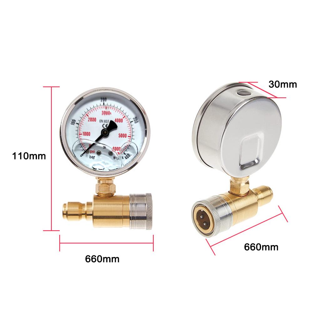 3/8in Pressure Gauge for Pressure Washer Quick Connect Shockproof Pressurization 5000PSI Pressure Gauge Piezometer