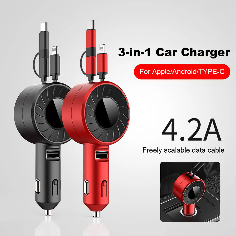 Youpin 3 Trong 1 Nhanh Chóng Sạc Adapter USB Cáp Có Thể Thu Vào Xe Điện Thoại Sạc Cho Android/IOS Điện Thoại