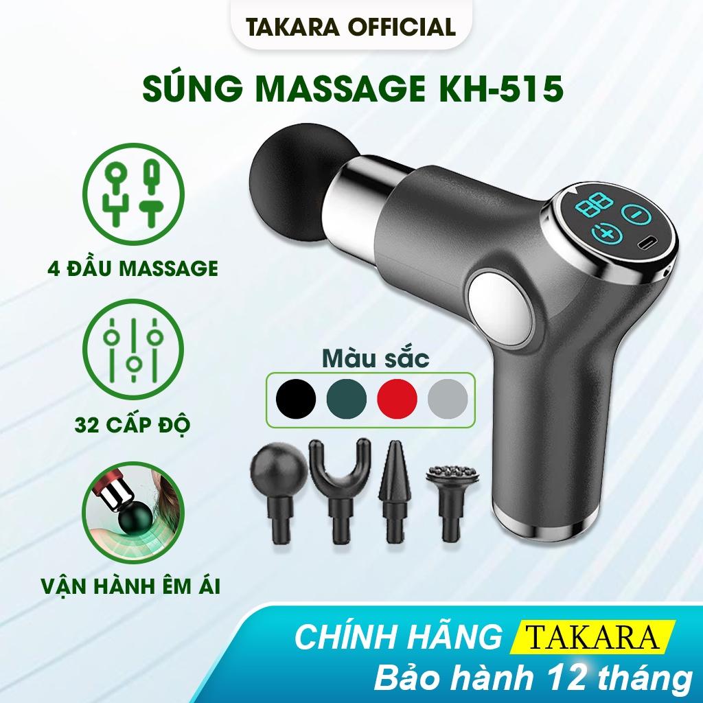 Súng Massage Cầm Tay TAKARA Trị Liệu Toàn Thân Với 4 Đầu Massage Và 32 Cấp Độ BH 12 Tháng KH515