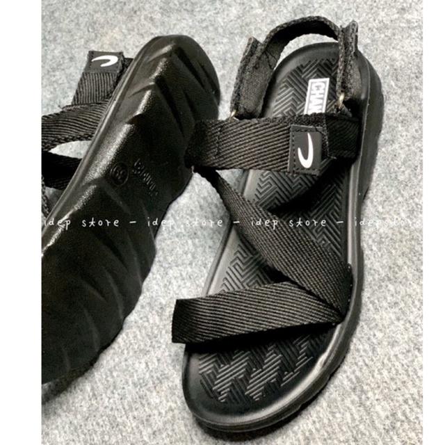 Giày sandal unisex quai chữ Z Đen cao cấp GL034 - Xăng đan quai dù SH9 nam nữ đế PU siêu bền IDEP