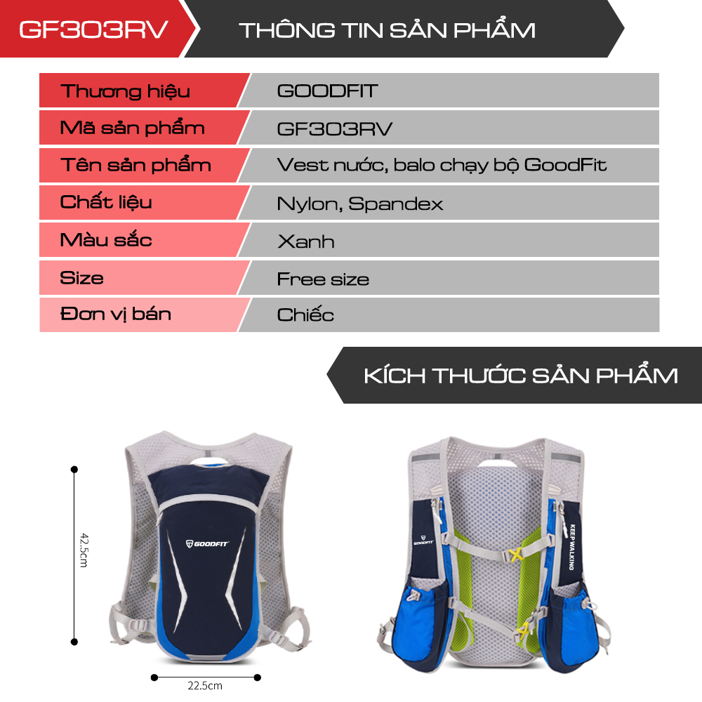 Vest nước, balo chạy bộ, đạp xe, leo núi dã ngoại thể thao Goodfit GF303RV
