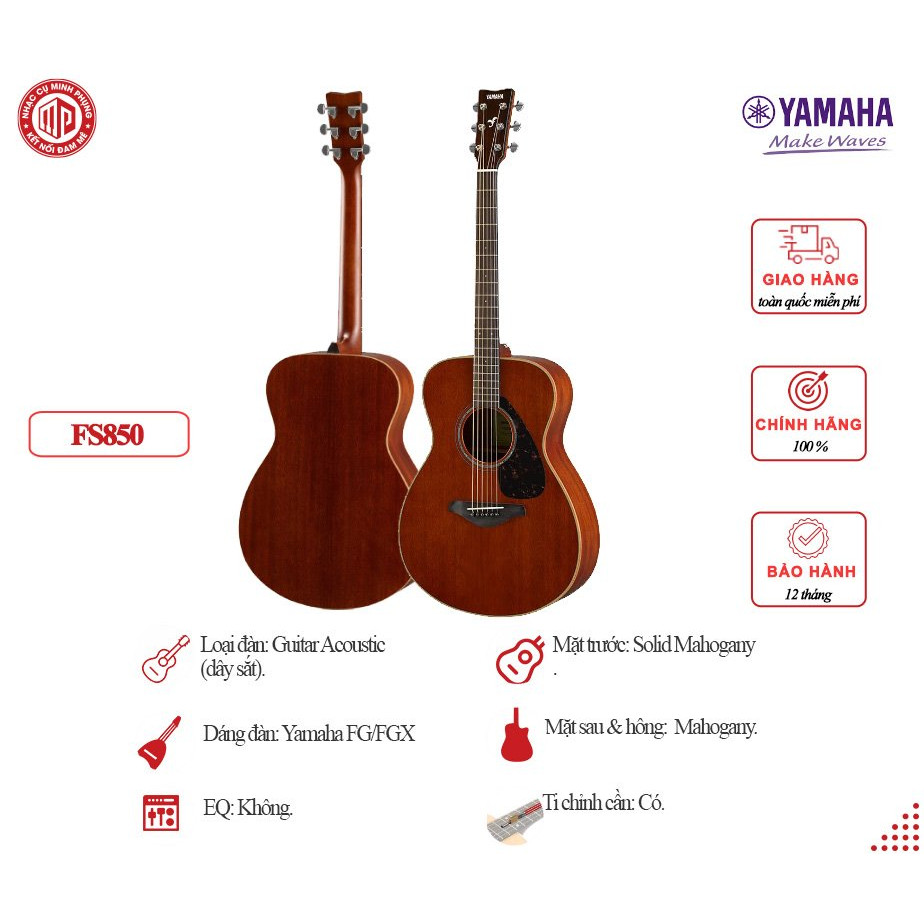 Đàn Guitar Acoustic Yamaha FS850 - Hàng chính hãng