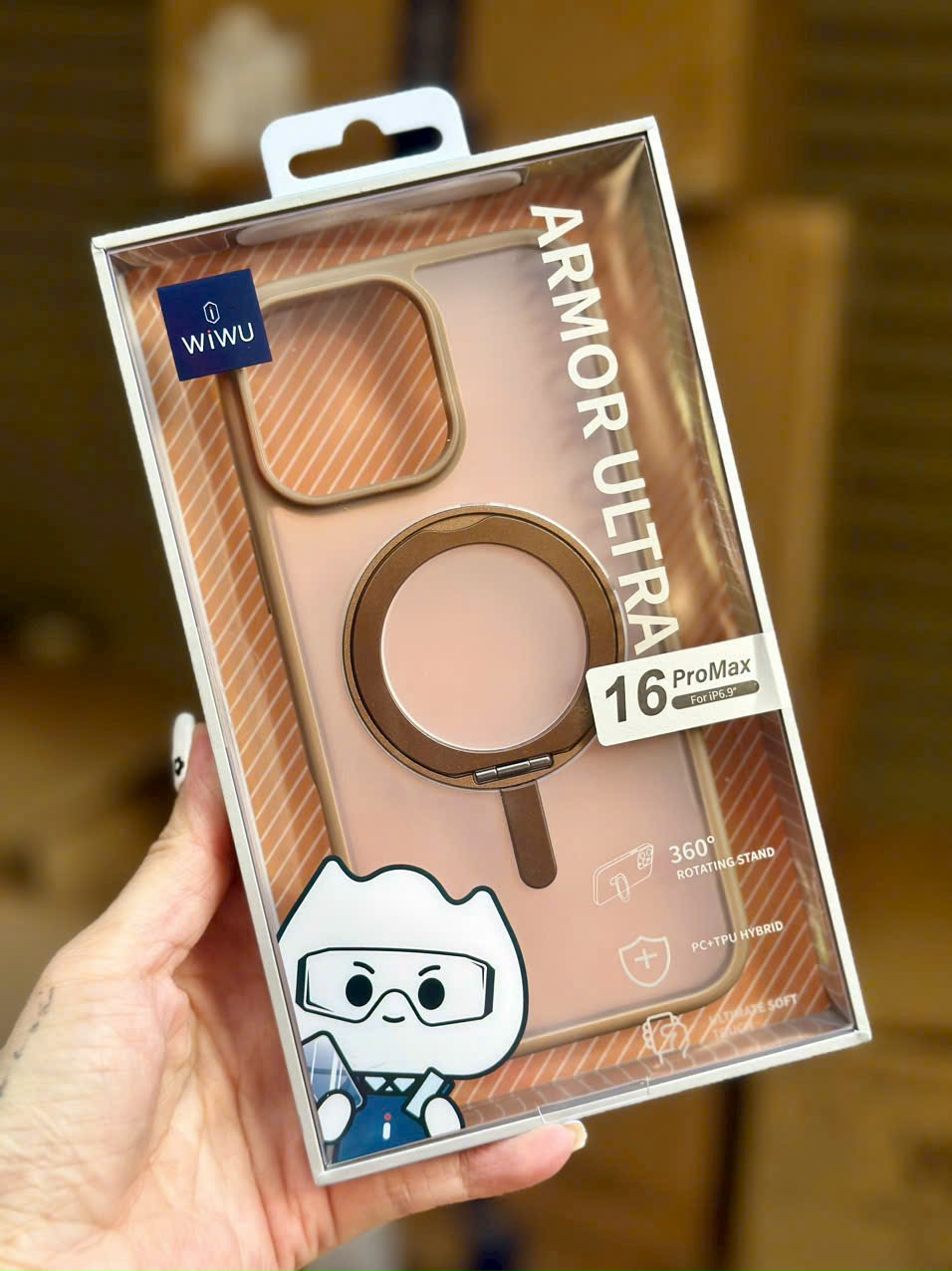 Ốp nhám viền TPU HYBIR cao cấp, hỗ trợ từ tính có chân đế xoay 360 độ dành cho iphone 16pro – 16promax – Hàng chính hãng