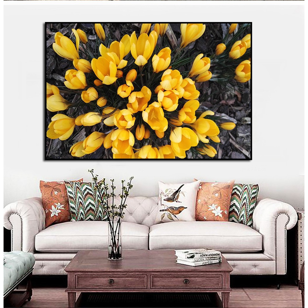 Tranh canvas Trang Trí Treo Tường- Hoa Tulip Vàng
