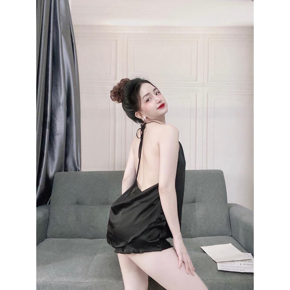 Sét áo yếm lụa quần đùi sexy dễ thương lụa satin đồ bộ giá sỉ