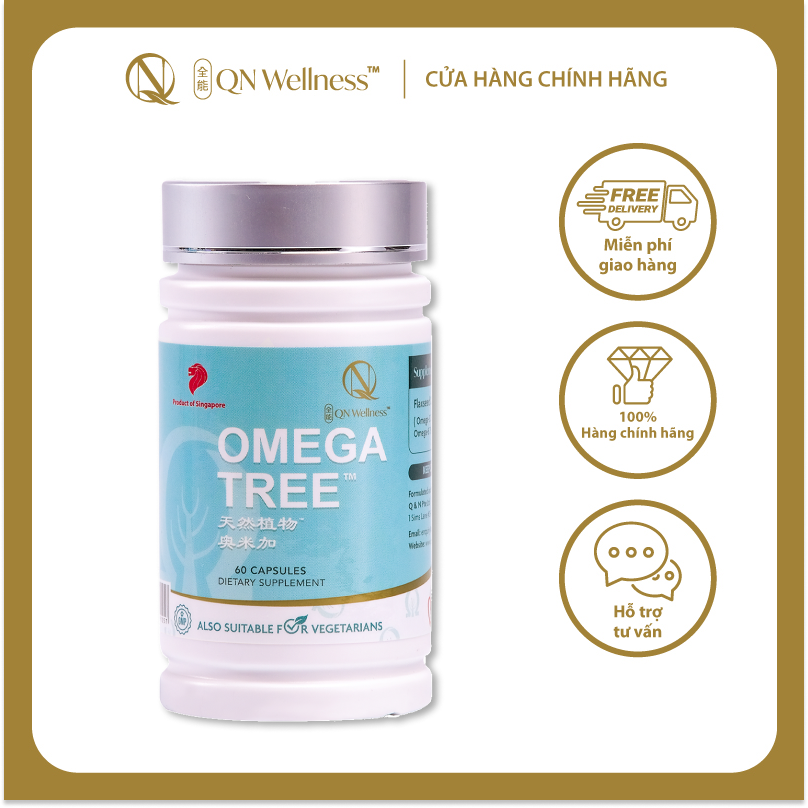 Viên Uống Omega-3 Thực Vật Omega Tree QN Wellness Thuần Chay Chiết Xuất Từ Dầu Hạt Lanh, Hỗ Trợ Sức Khỏe Tim Mạch & Làn Da - Hộp 60 Viên