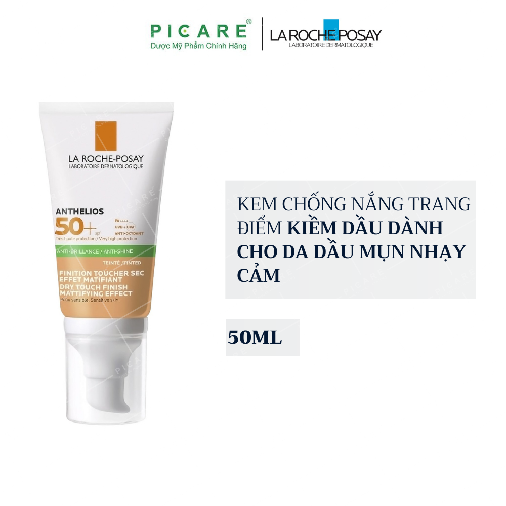 Kem Chống Nắng Có Màu Kiểm Soát Bóng Nhờn, Đều Màu Da La Roche Posay Anthelios Dry Touch Mattifying Tinted SPF50+ 50ml