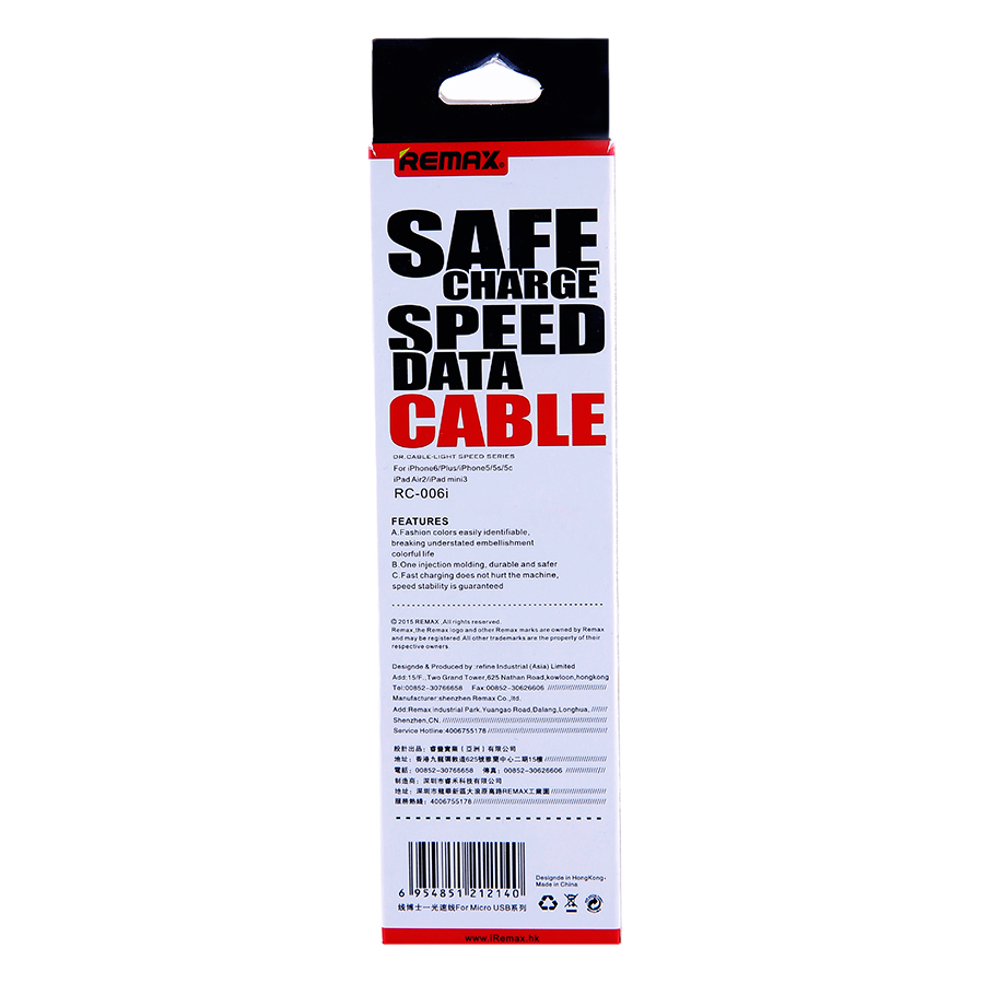 CÁP SẠC LIGHTNING REMAX RC-006I
