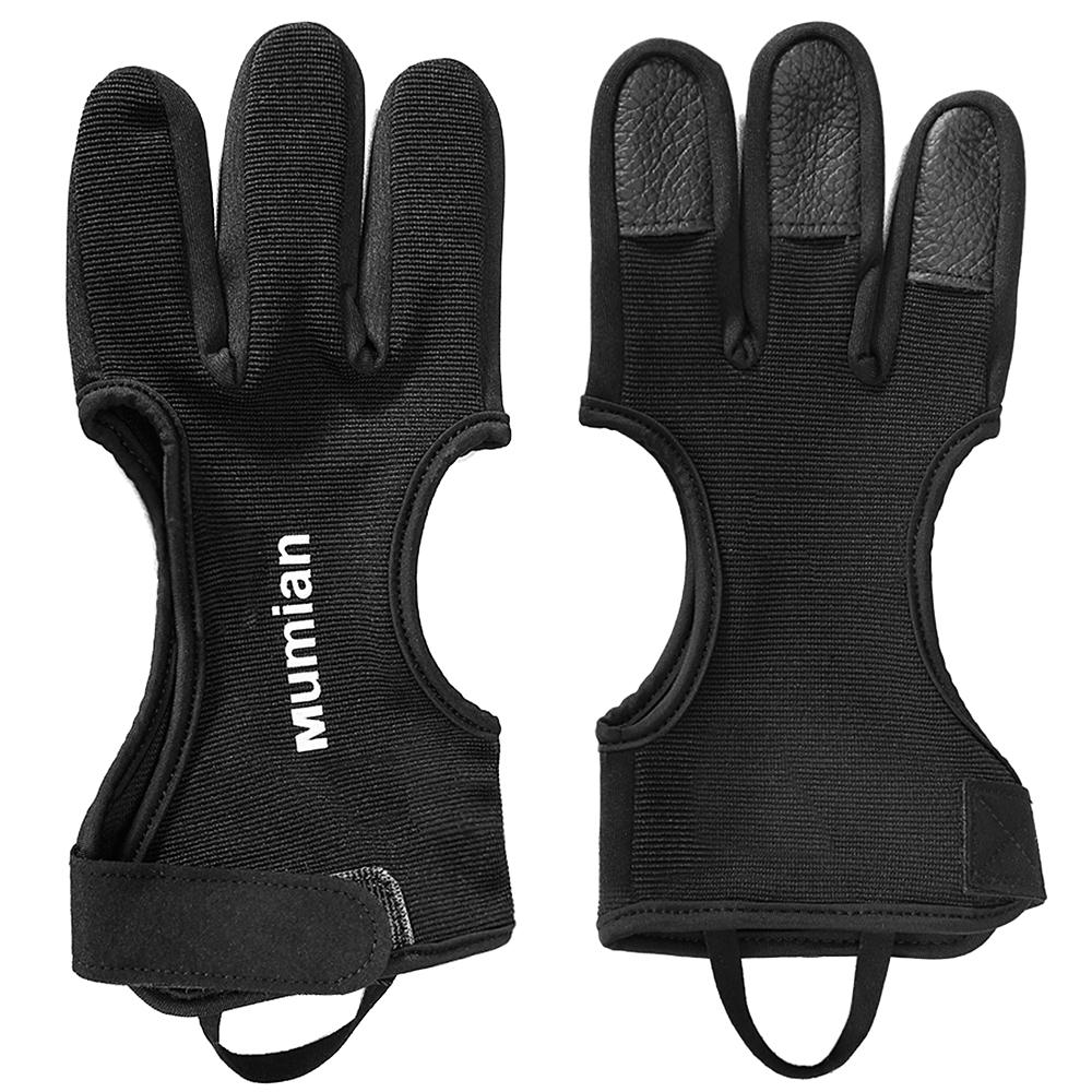 Găn tay bắn cung 3 ngón được làm từ chất liệu polyester có độ đàn hồi cao và mềm mại, nhẹ và thấm mồ hôi