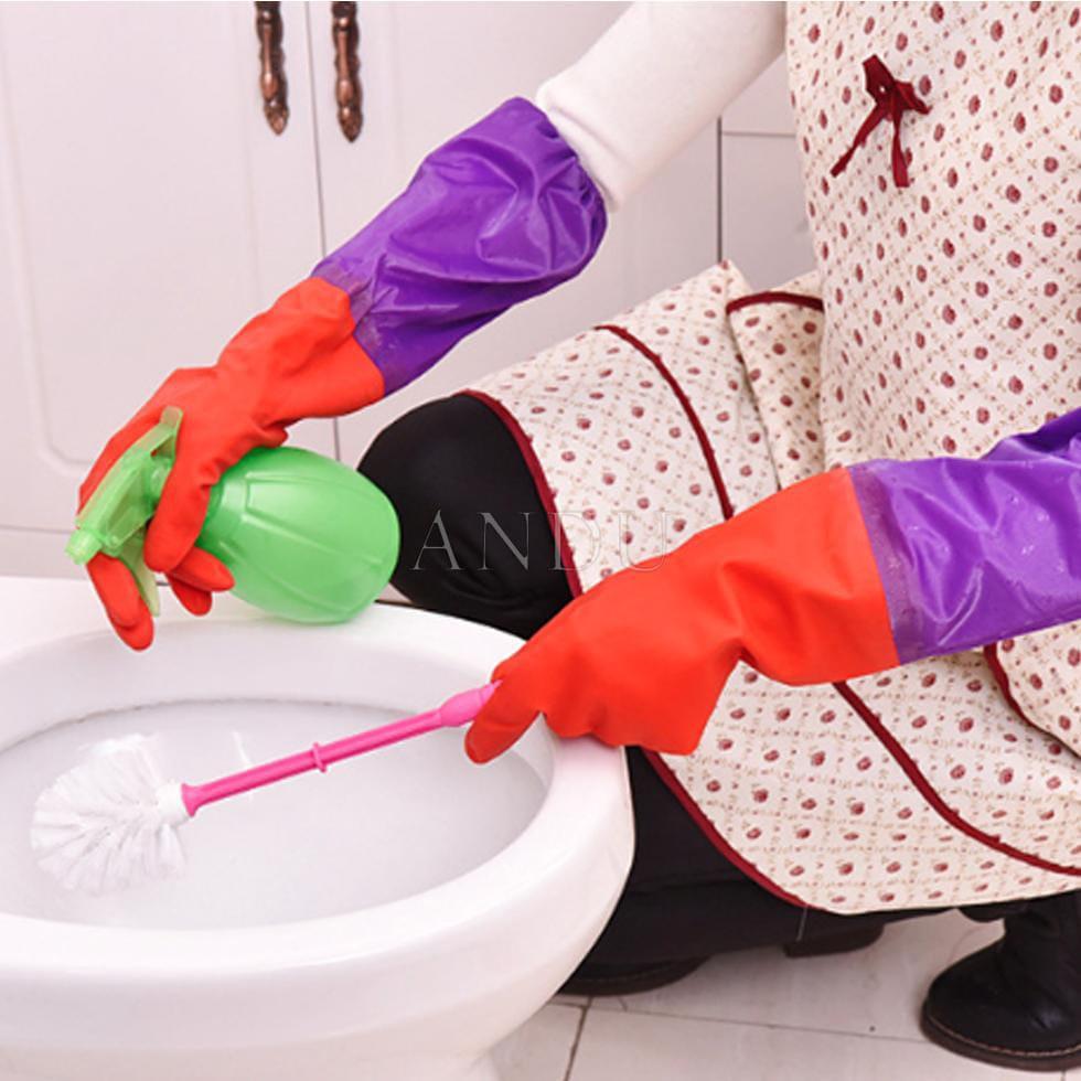 Găng Tay Cao Su Lót Nỉ Giữ Ấm, Găng Tay Rửa Bát, Giặt Quần Áo Mùa Đông Tiện Dụng