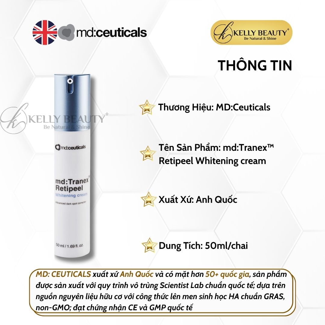 Kem Dưỡng Trắng Mờ Nám Sạm md:Tranex Retipeel Whitening Cream - MD:Ceuticals | Kelly Beauty