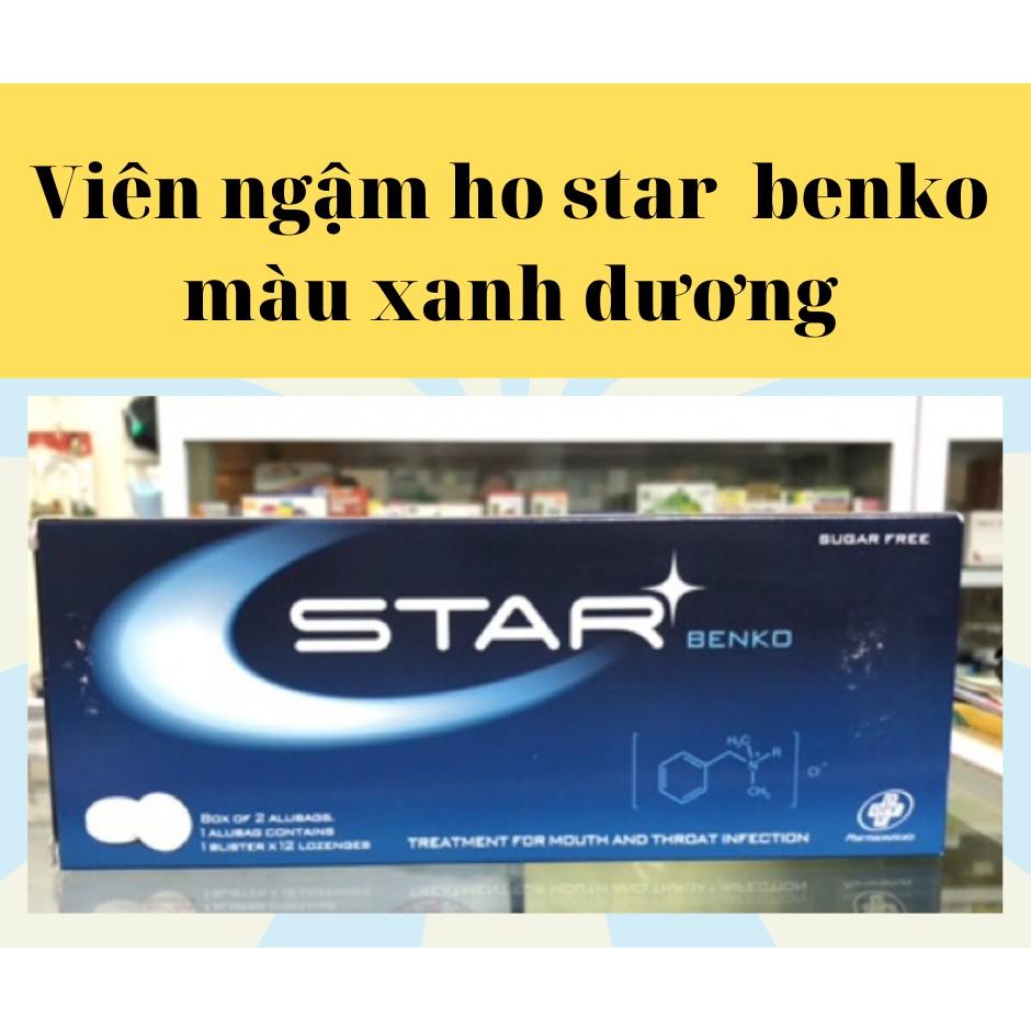Viên, kẹo ngậm ho, thông mát họng không đường STAR SORE THROAT - màu xanh lá/ xanh dương/cam