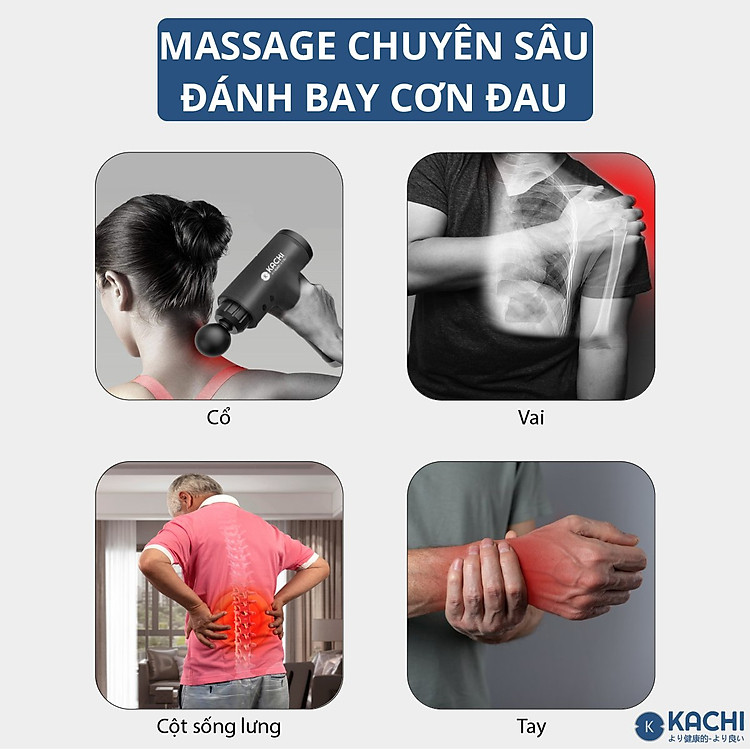 Máy Massage Trị Liệu Cầm Tay Không Dây KẠCHI MK340 24W  Giúp Giảm Đau Nhức Giảm Căng Cơ - Hỗ Trợ Mát Xa Chuyên Sâu, Giảm Đau Cơ, Cứng Khớp