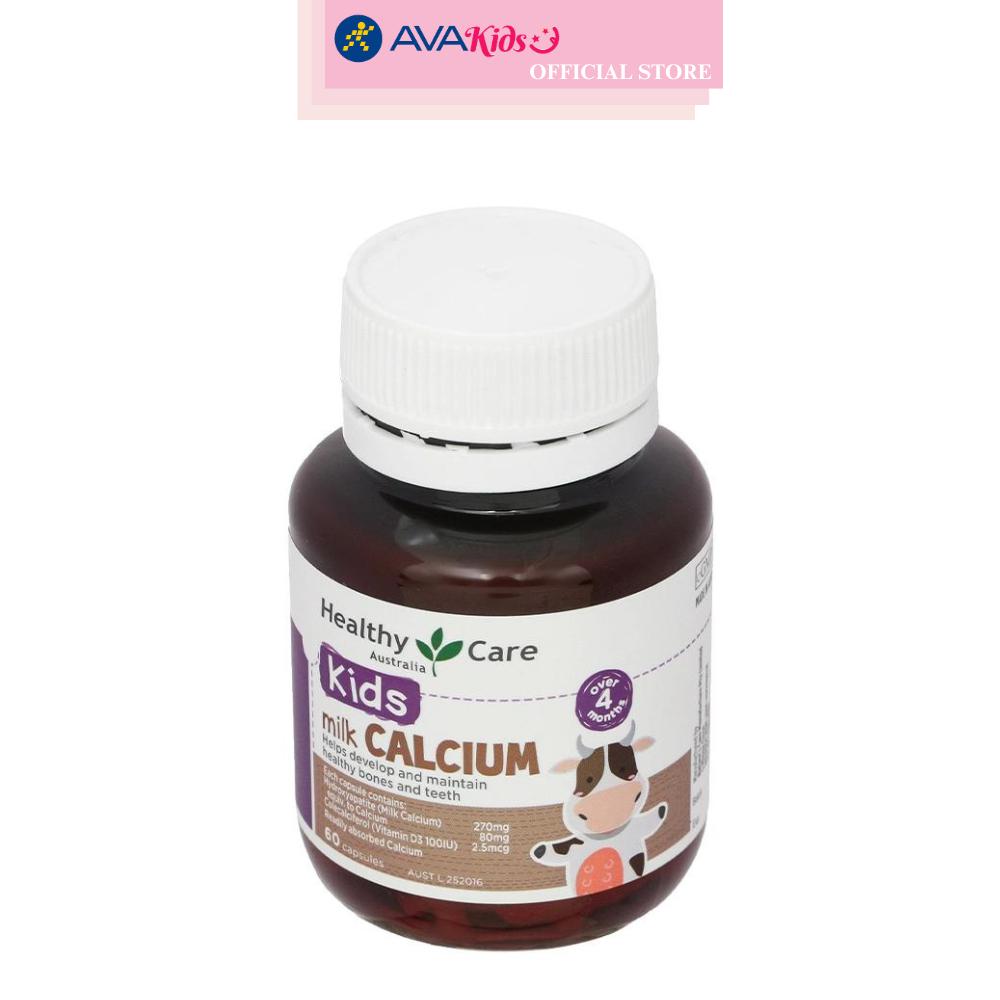 Viên uống Healthy Care Kids Milk Calcium hỗ trợ xương và răng chắc khỏe 60 viên (từ 4 tháng)