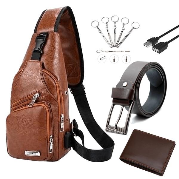 Túi Đeo Chéo Nam Trước Ngực Da PU Cao Cấp Chống Nước Phong Cách Thể Thao Thời Trang Hàn Quốc