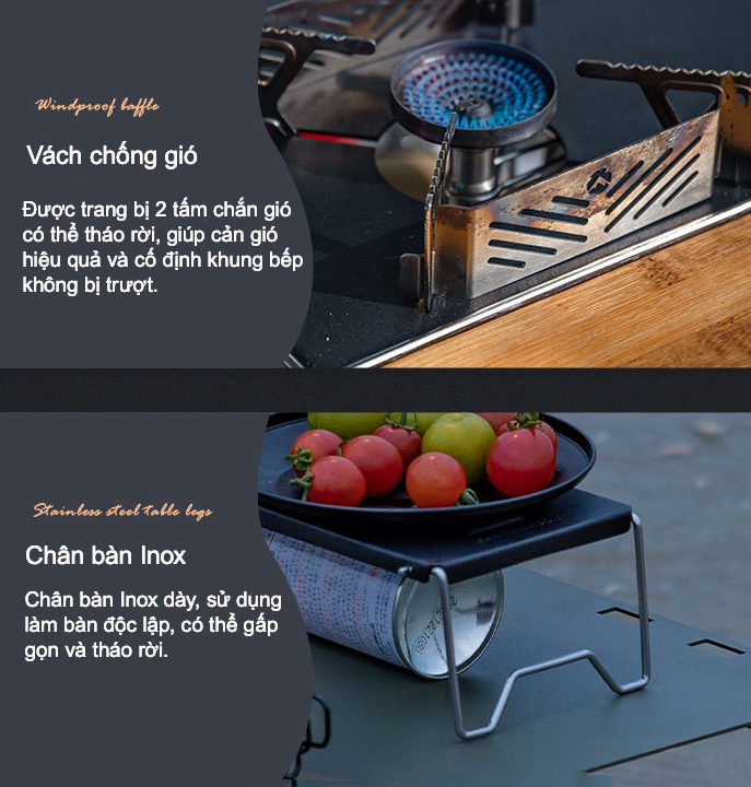 Bàn bướm đa năng kết hợp với bếp gas XD-3F Campingmoon GT-3