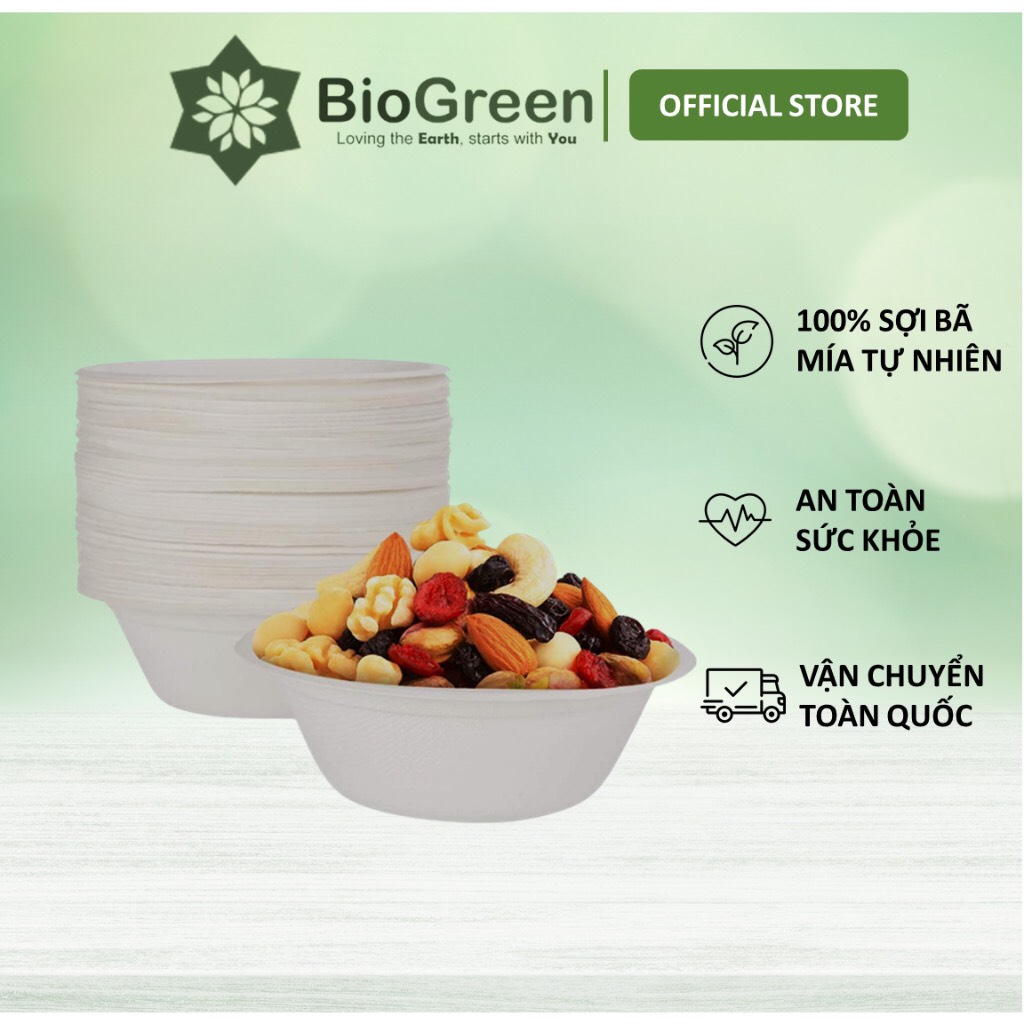 10 chén/ tô bã mía 350ml phân hủy tự nhiên, chất liệu bã mía tự nhiên