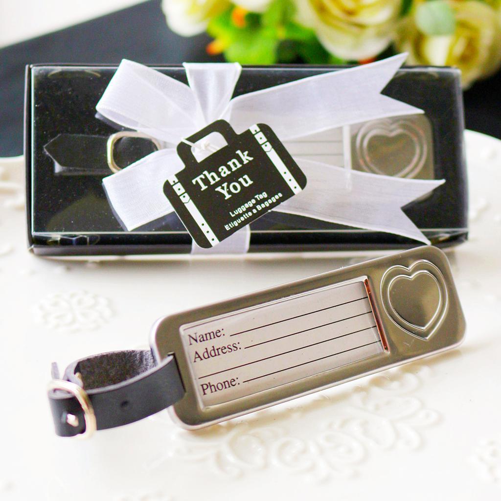 Silver Metal Love Heart Luggage Tag Wedding Bomboniere Party Gift Favors