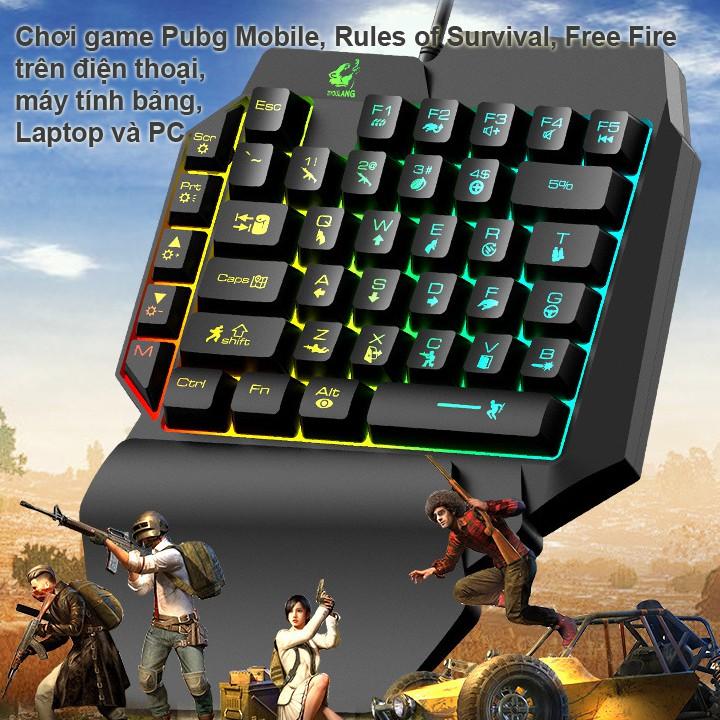 Combo Bàn Phím Giả Cơ FREE WOLF K15 + Chuột LED G3Os + Bộ Chuyển Đổi FREEWOLF G6 hỗ trợ chơi game PUBG Mobile cho Androi