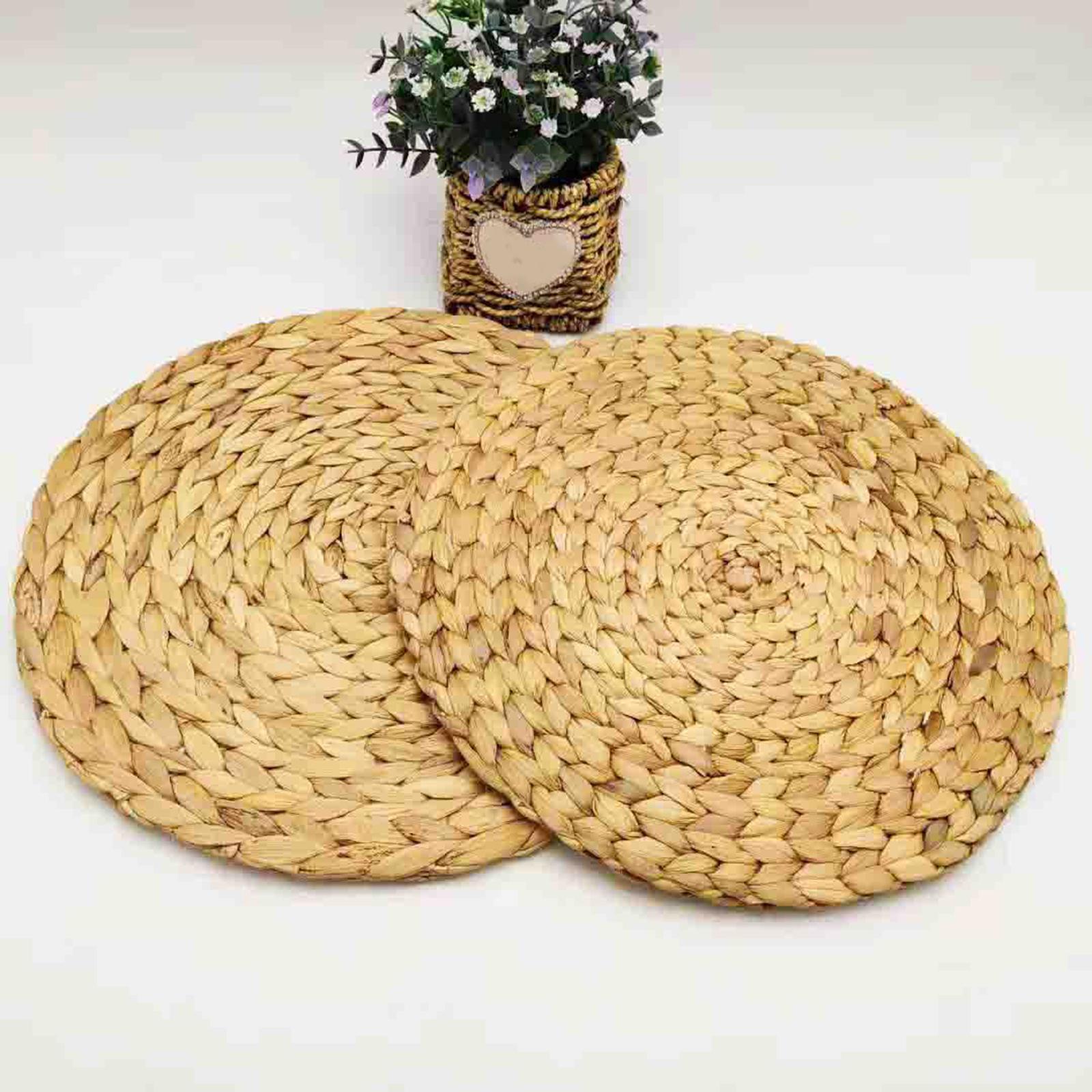 Woven Placemats Heat Resistant Pads Dishes Indoor Coffee Cup Round Table Mat