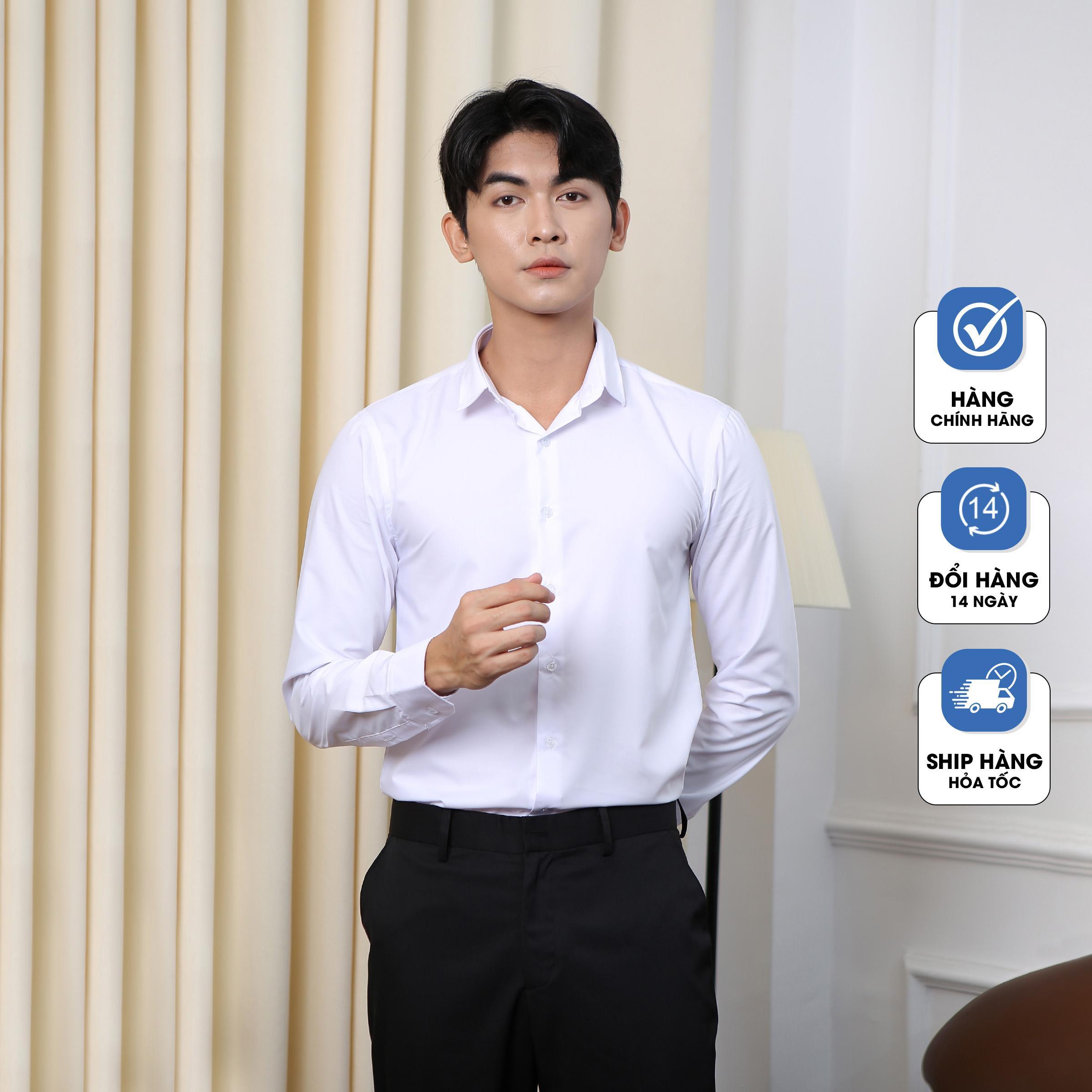 Áo Sơ Mi Nam Tay Dài Công Sở Dáng Ôm Form slimfit Có Cổ SUTU Basic Trơn Dễ Phối Chống Nhăn Cực Tốt | A0CTRS