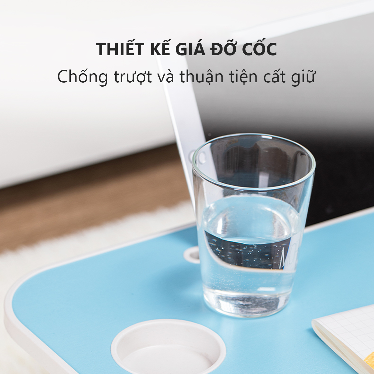 Bàn học sinh gấp gọn thông minh có khe máy tính bảng, khay để ly - chân bàn sơn tĩnh điện