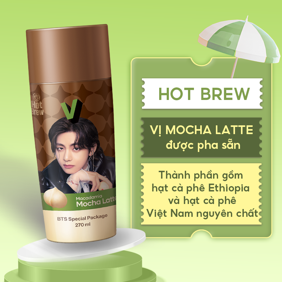 [Combo 7 chai] Cà phê Hot Brew vị Macadamia Mocha Latte Coffee phiên bản BTS - Cafe uống ngay có vị mocha, chocolate - Chai 270ml