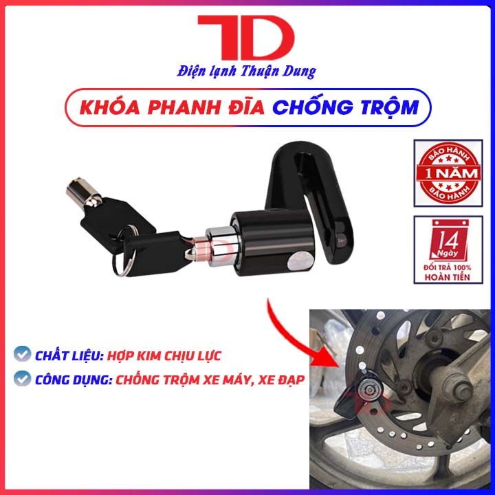 Khóa phanh đĩa chống trộm xe đạp, xe máy nhỏ gọn tiện lợi - Điện lạnh Thuận Dung