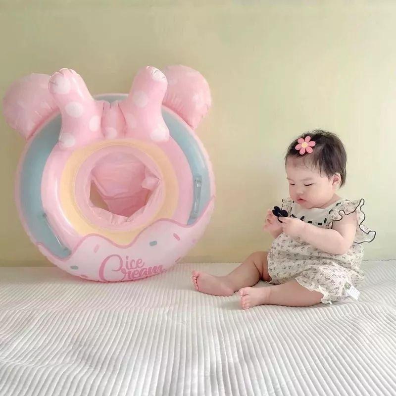 Phao bơi xỏ chân chống lật hình Micky màu hồng siêu xinh cho bé