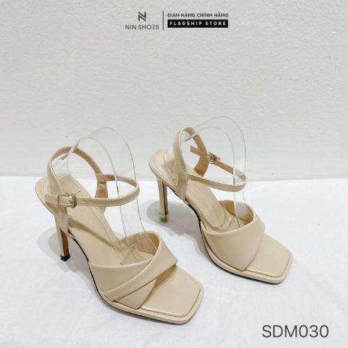 Giày Sandal nữ Ninshoes - Sandal mũi vuông đúp đế 10p quai bản chéo