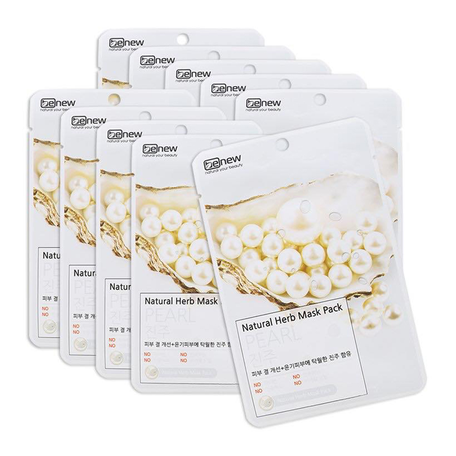 Mặt Nạ Ngọc Trai Benew Natural Herb Mask Pack Pearl COMBO 10 LÁ (Hộp 10 Miếng x 22ml)