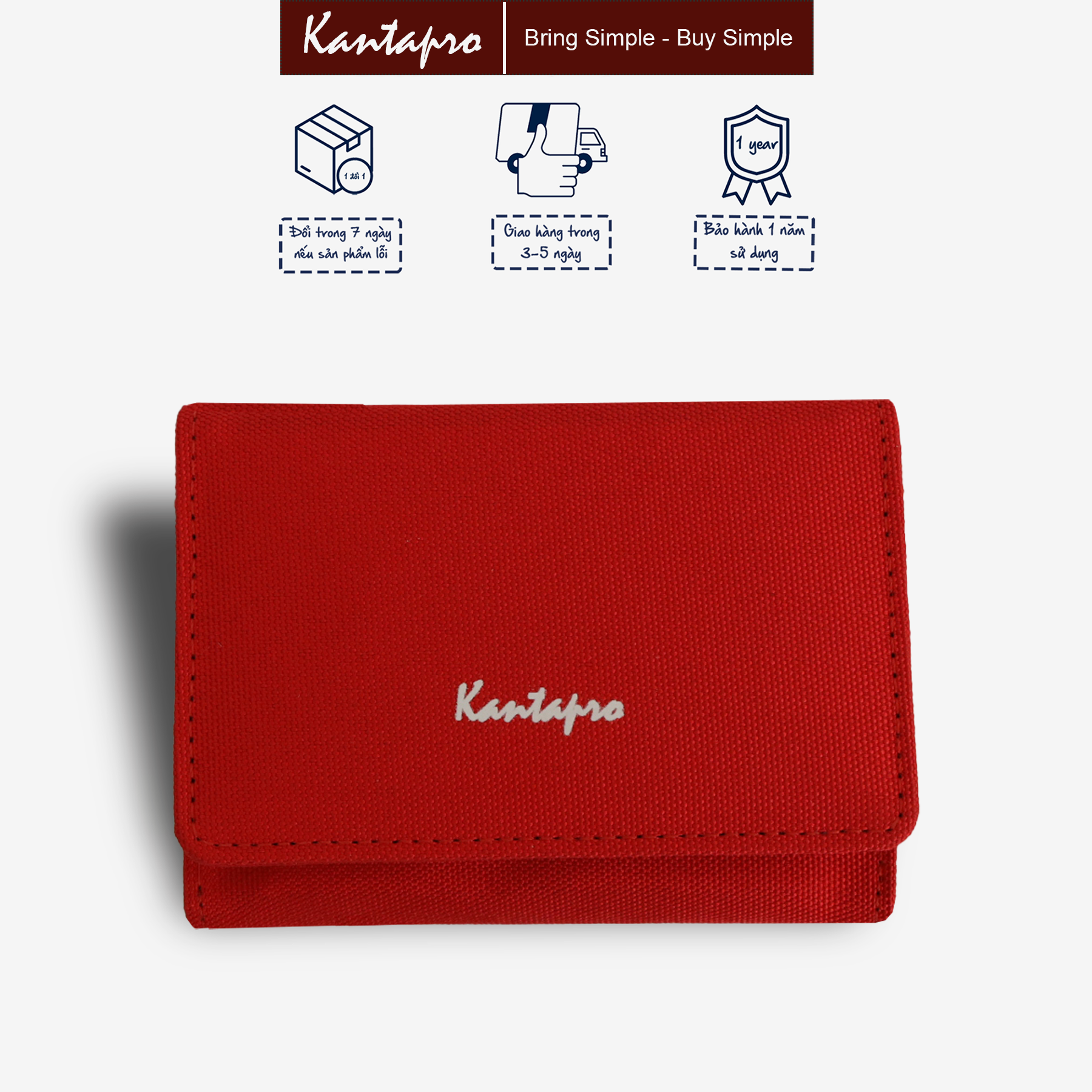 Ví đựng thẻ vải Polyester KANTAPRO dáng ngang - Mini Wallet
