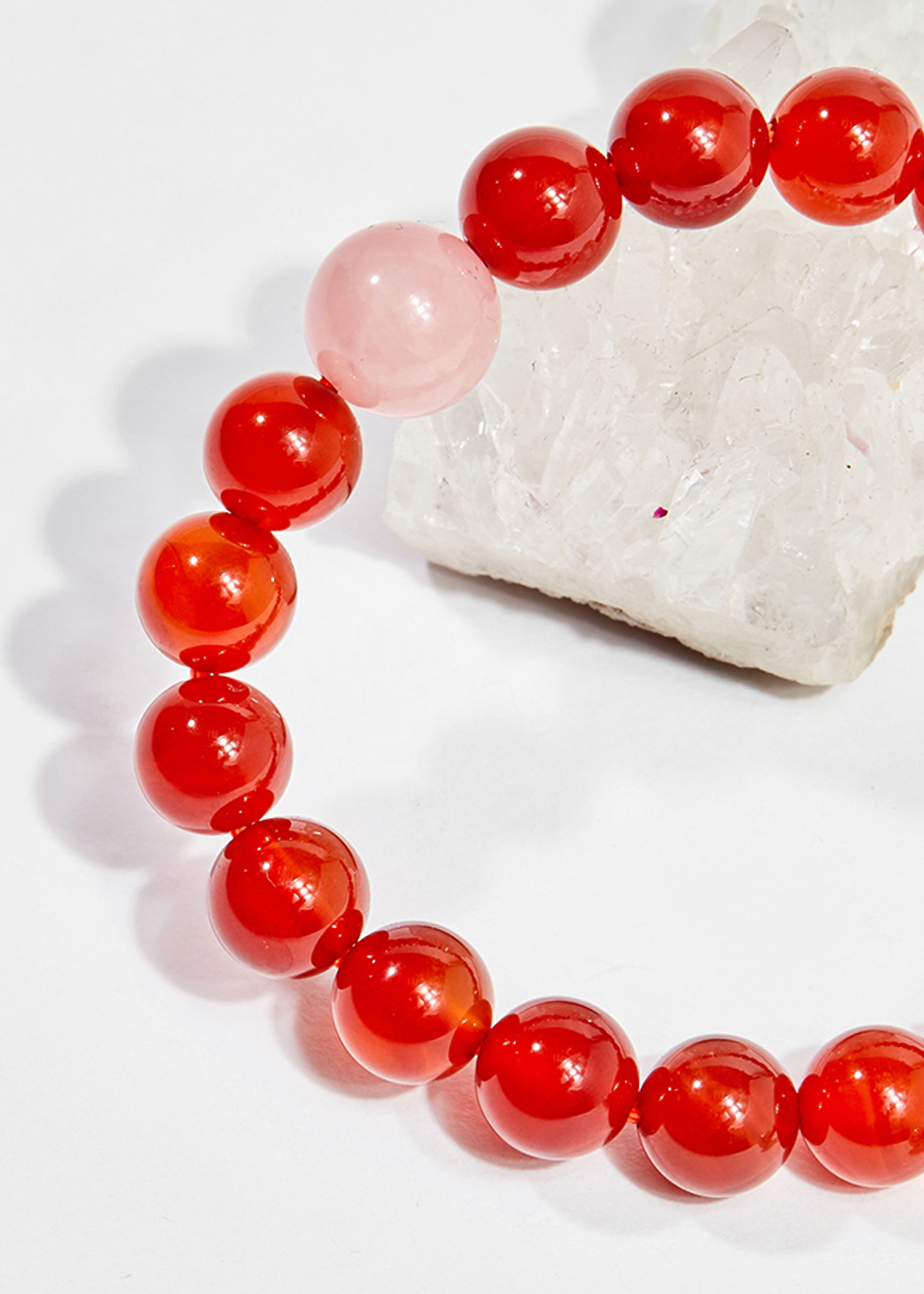 Vòng tay phong thủy nữ đá mã não đỏ mix thạch anh hồng 8mm mệnh hỏa , thổ - Ngọc Quý Gemstones