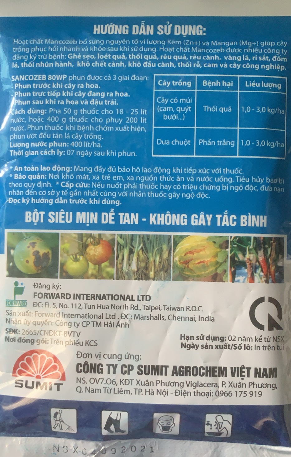 Sản phẩm chăm sóc bảo vệ cây trồng Mancozeb M8 Xanh gói 50gr