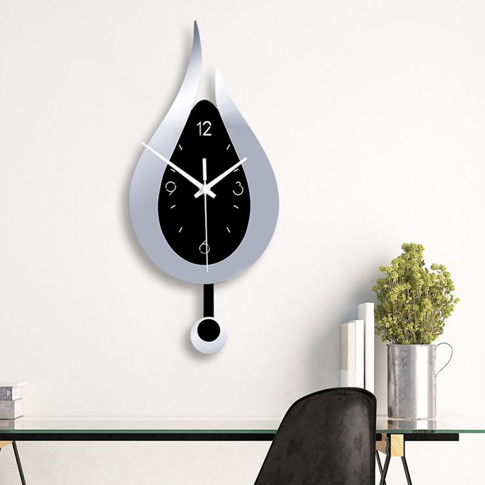 2 PCS Modern Pendulum Kitchen Wall Clocks Battery Operated Decorative Clocks