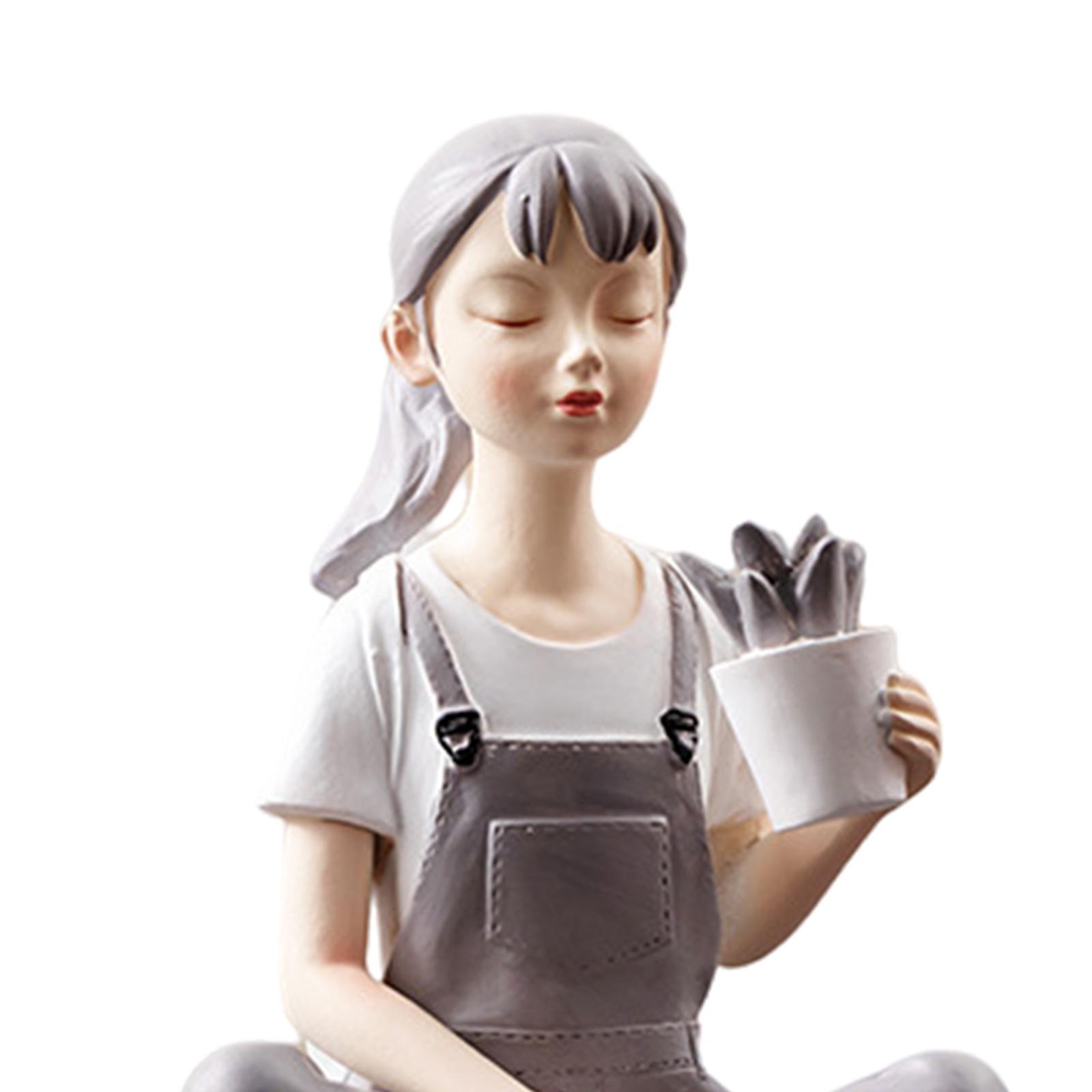 Decorative Maiden Ornament Sculpture Girl Figurine Statue for Bedroom Table