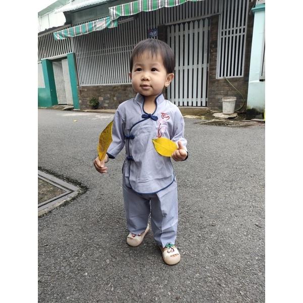thời trang bé gái , đồ bộ trẻ em nữ , áo lam đi chùa