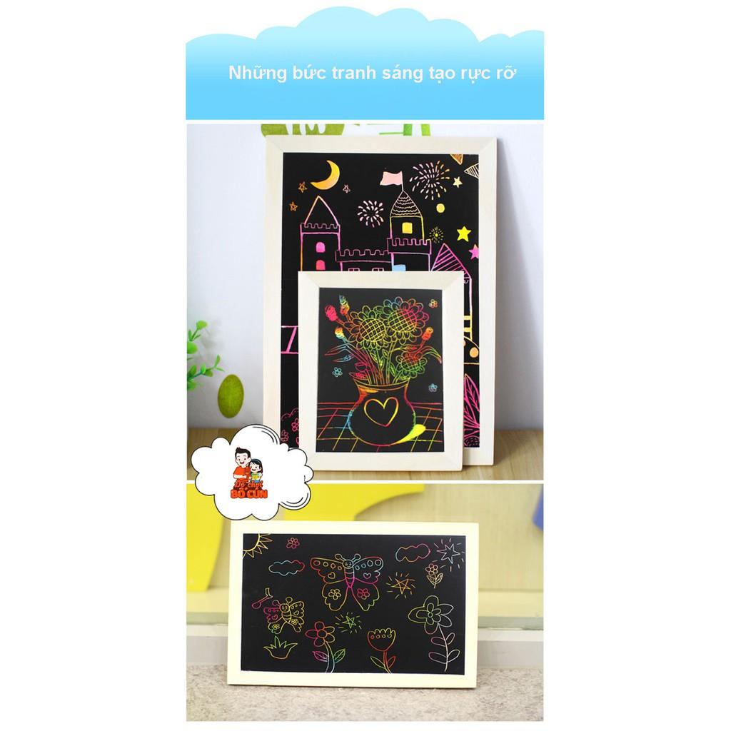 Tranh cạo nhiều màu sắc thú vị, set 10 tờ tranh kèm bút