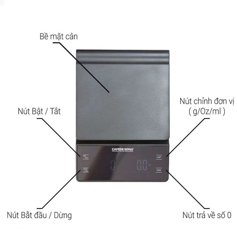 CÂN ĐO ĐIỆN TỬ CAFE DE KONA SCALE DIGITAL DRIP V60 CK5700 – ĐEN