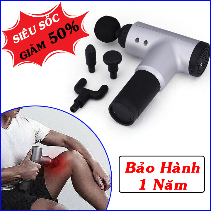 Súng Massage 4 Đầu 6 Chế Độ