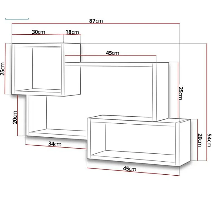 Kệ Sách Treo Tường Hình Chữ Nhật Lớn Tundo CTKT171 KT 80 x 95cm x 20cm