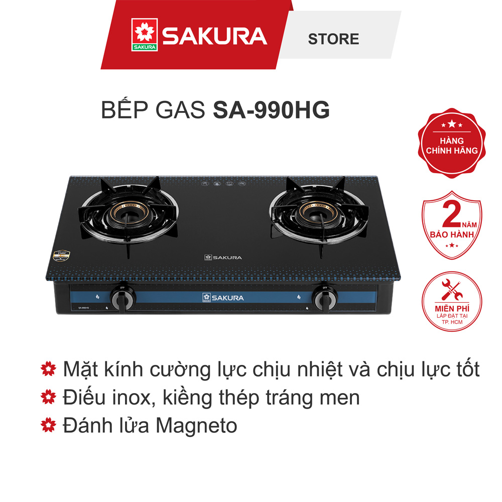 Bếp Gas Dương Mặt Kính SAKURA SA-990HG - Hàng Chính Hãng