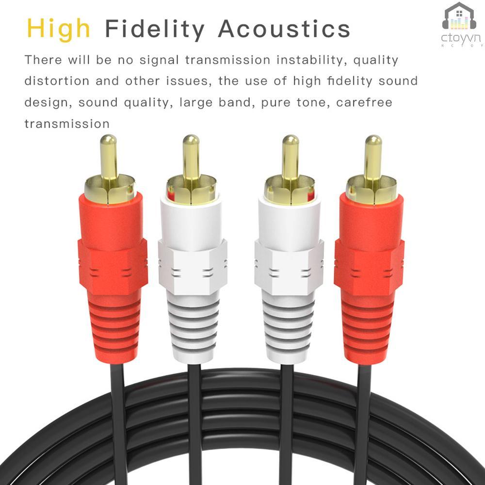 Dây cáp âm thanh chuyển đổi 2 RCA đực sang 2 đầu RCA dài 1.5m màu đen cho bộ khuếch đại âm thanh DVD TV CD